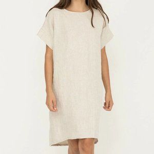 Elizabeth Suzann Georgia Tunic Dress in Midweight 100% Linen | Flax | One Size